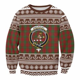ScotsTee Shop MacAulay (MacAuley) Clan Tartan Christmas Sweatshirt with Family Crest