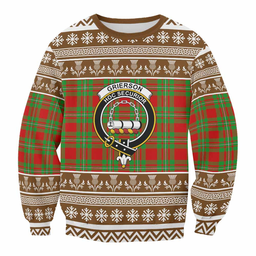 ScotsTee Shop Grierson Clan Tartan Christmas Sweatshirt with Family Crest