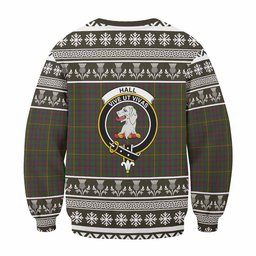 ScotsTee Shop Hall Clan Tartan Christmas Sweatshirt with Family Crest