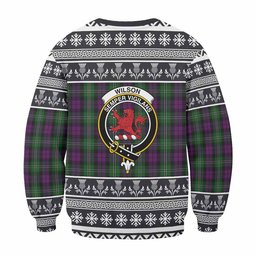 ScotsTee Shop Wilson Clan Tartan Christmas Sweatshirt with Family Crest