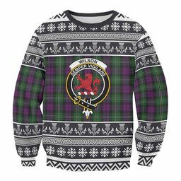 ScotsTee Shop Wilson Clan Tartan Christmas Sweatshirt with Family Crest