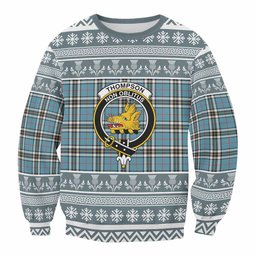 ScotsTee Shop Thompson (Thomson) Clan Tartan Christmas Sweatshirt with Family Crest