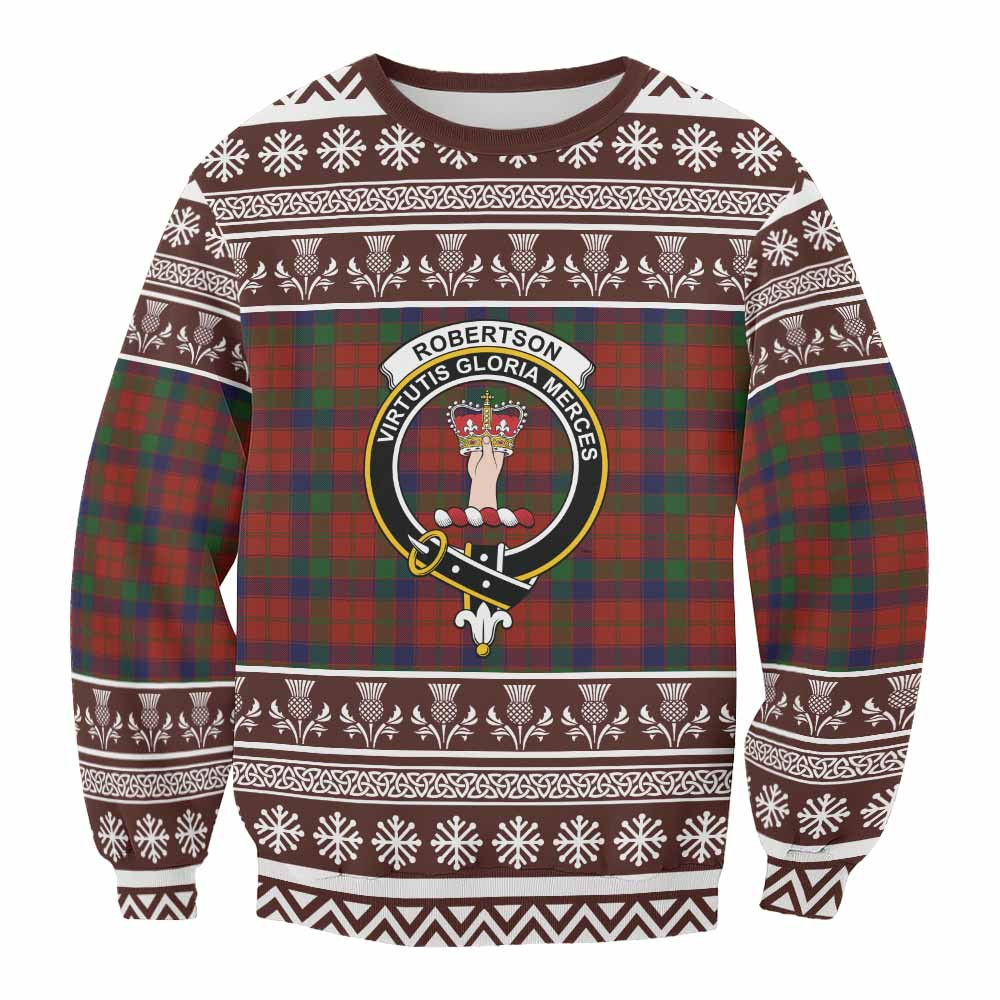 ScotsTee Shop Robertson Clan Tartan Christmas Sweatshirt with Family Crest