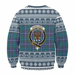 ScotsTee Shop Sandilands Clan Tartan Christmas Sweatshirt with Family Crest