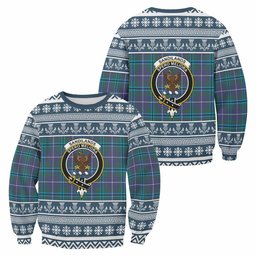 ScotsTee Shop Sandilands Clan Tartan Christmas Sweatshirt with Family Crest