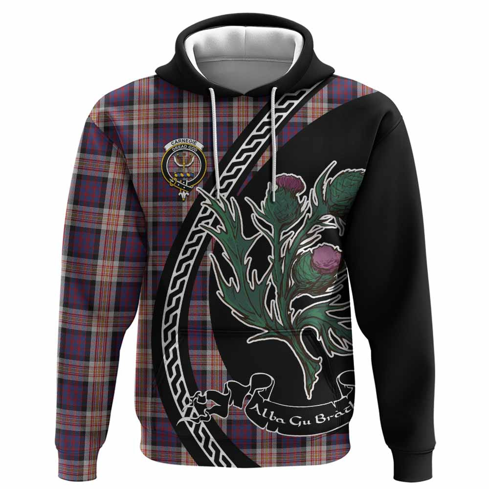 ScotsTee Shop Scottish Carnegie Family Crest Tartan Hoodie Alba Thistle Inspired