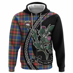 ScotsTee Shop Scottish Bethune Family Crest Tartan Hoodie Alba Thistle Inspired