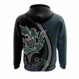 ScotsTee Shop Scottish Colquhoun Family Crest Tartan Hoodie Alba Thistle Inspired