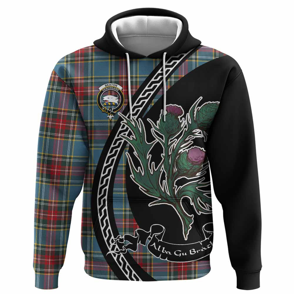 ScotsTee Shop Scottish Beaton Family Crest Tartan Hoodie Alba Thistle Inspired