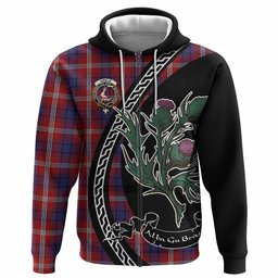 ScotsTee Shop Scottish Ainslie Family Crest Tartan Hoodie Alba Thistle Inspired