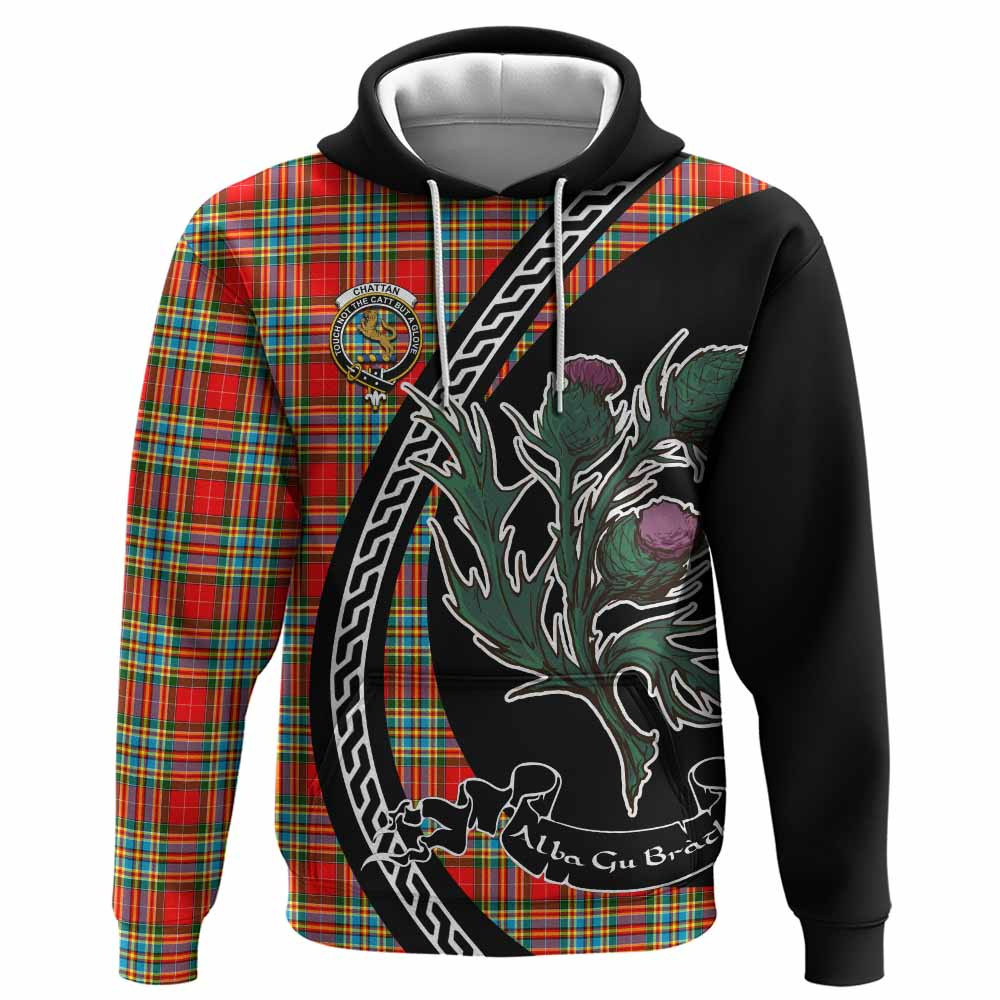 ScotsTee Shop Scottish Chattan Family Crest Tartan Hoodie Alba Thistle Inspired