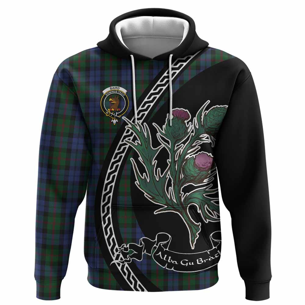 ScotsTee Shop Scottish Baird Family Crest Tartan Hoodie Alba Thistle Inspired