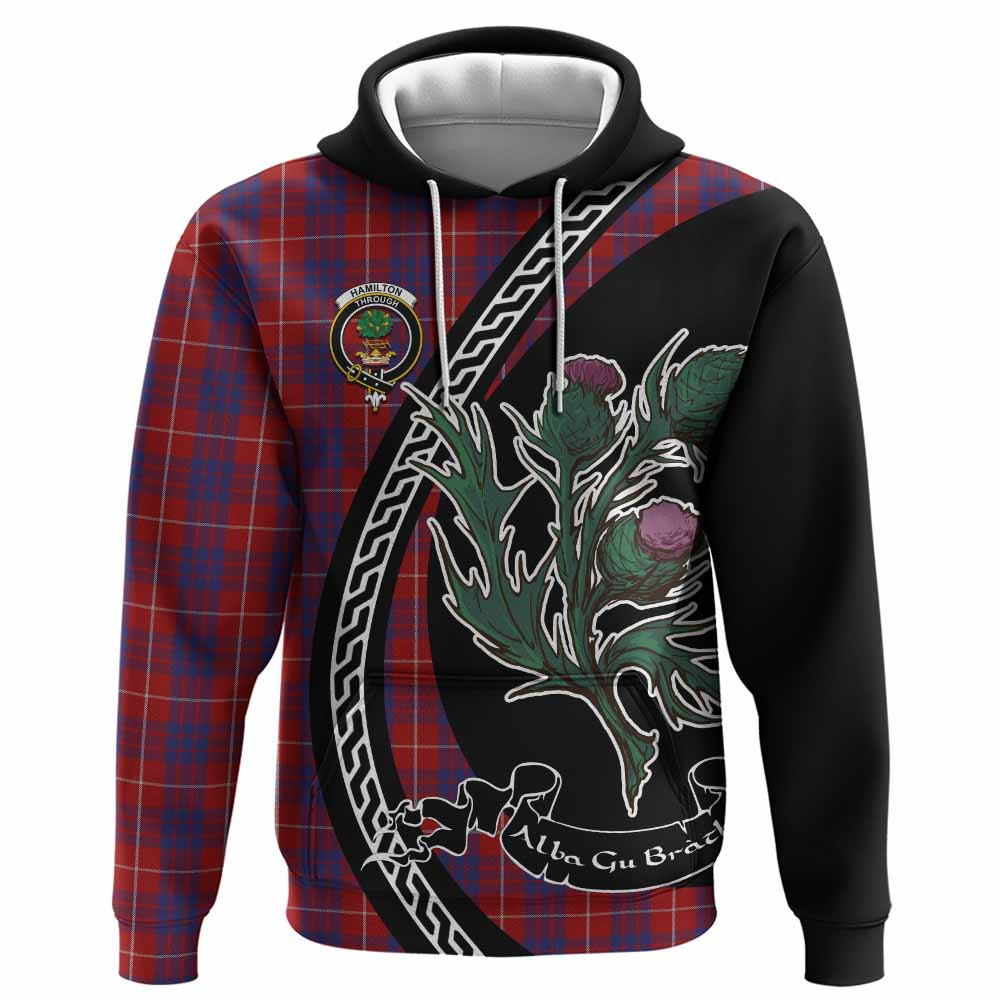 ScotsTee Shop Scottish Hamilton Family Crest Tartan Hoodie Alba Thistle Inspired