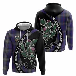 ScotsTee Shop Scottish Kinnaird Family Crest Tartan Hoodie Alba Thistle Inspired