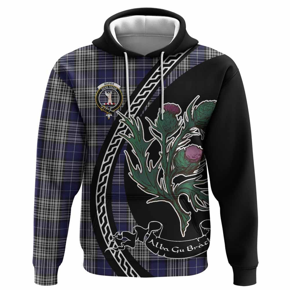 ScotsTee Shop Scottish Napier Family Crest Tartan Hoodie Alba Thistle Inspired
