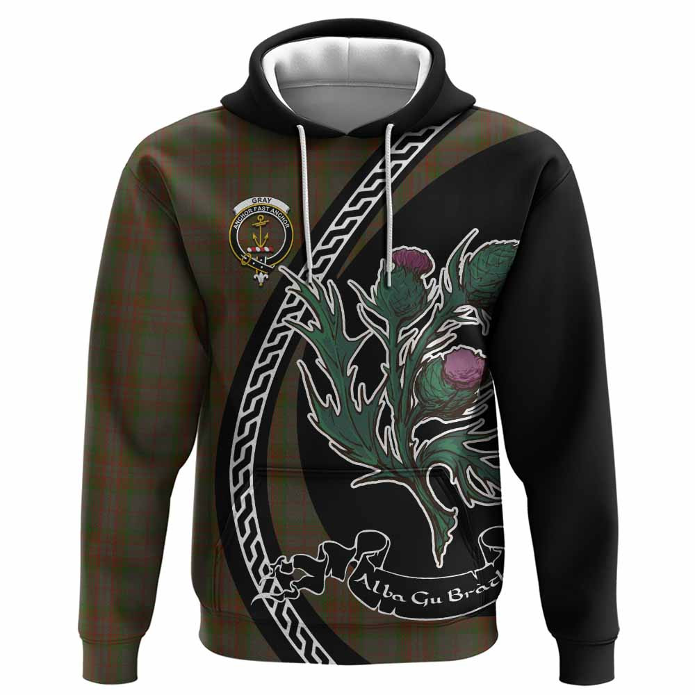 ScotsTee Shop Scottish Gray Family Crest Tartan Hoodie Alba Thistle Inspired