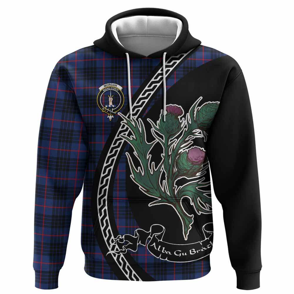 ScotsTee Shop Scottish Morgan Family Crest Tartan Hoodie Alba Thistle Inspired