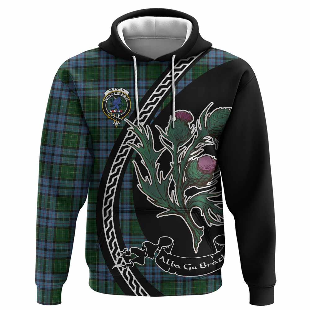 ScotsTee Shop Scottish Forsyth Family Crest Tartan Hoodie Alba Thistle Inspired
