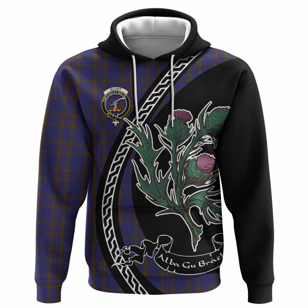 ScotsTee Shop Scottish Elliot Family Crest Tartan Hoodie Alba Thistle Inspired