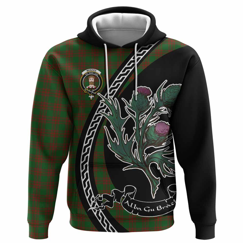 ScotsTee Shop Scottish Menzies Family Crest Tartan Hoodie Alba Thistle Inspired