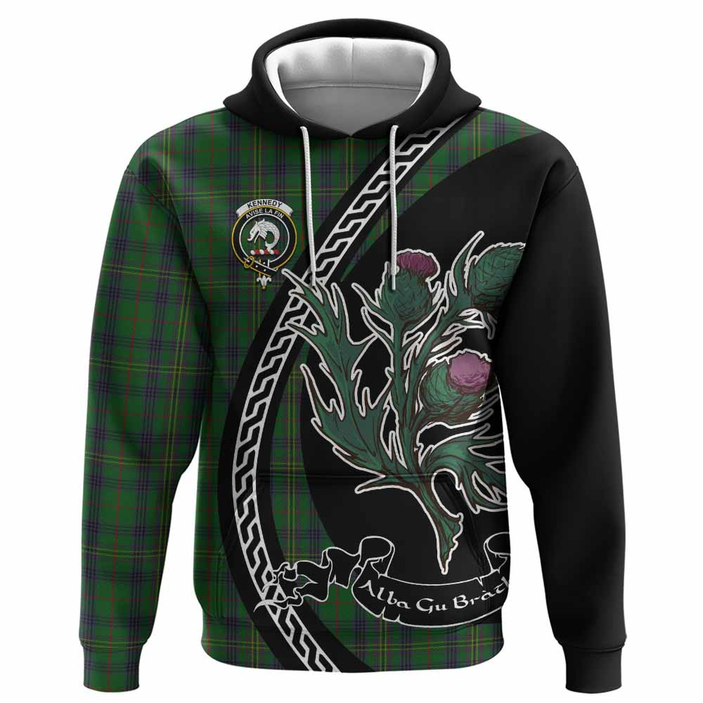 ScotsTee Shop Scottish Kennedy Family Crest Tartan Hoodie Alba Thistle Inspired