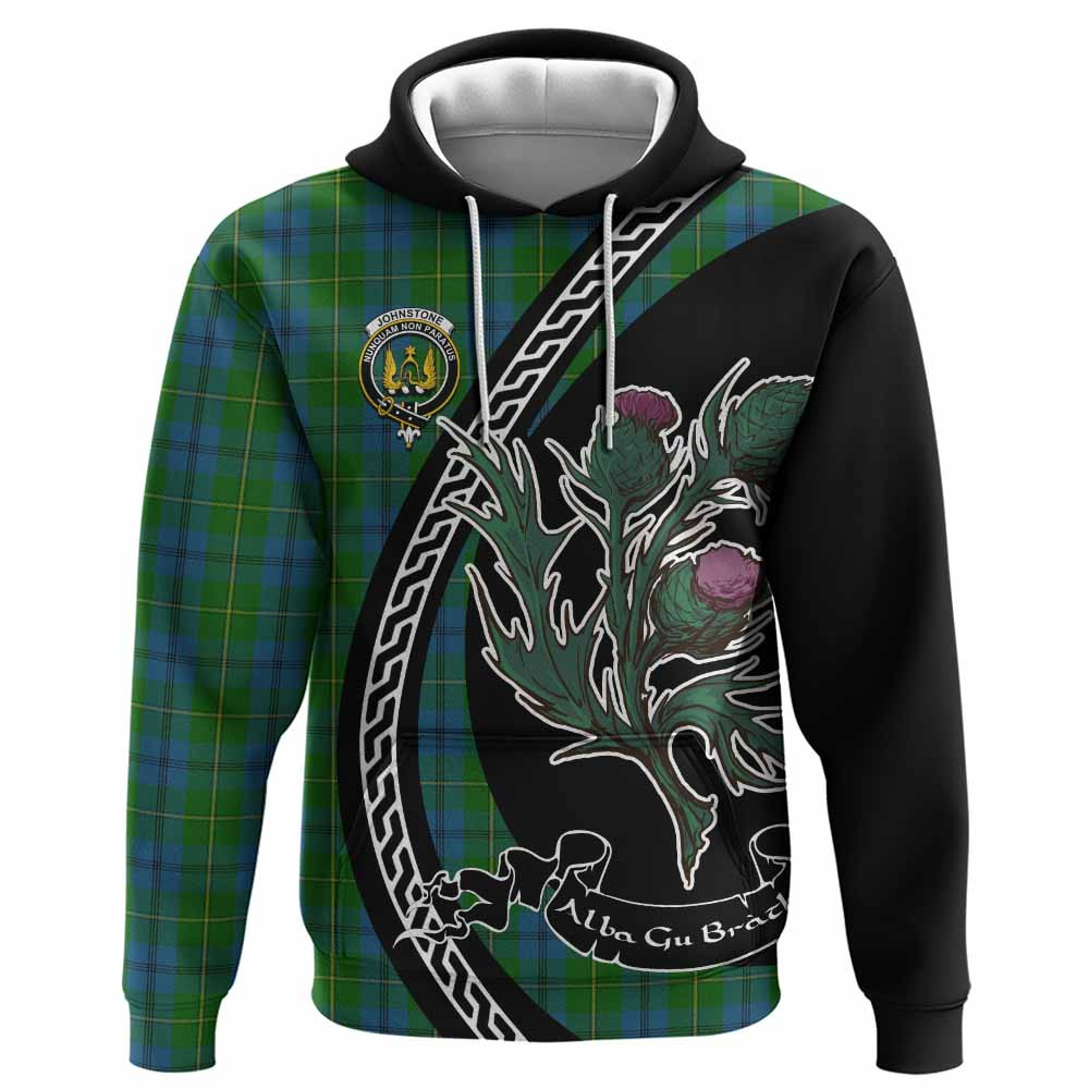ScotsTee Shop Scottish Johnstone (Johnston) Family Crest Tartan Hoodie Alba Thistle Inspired