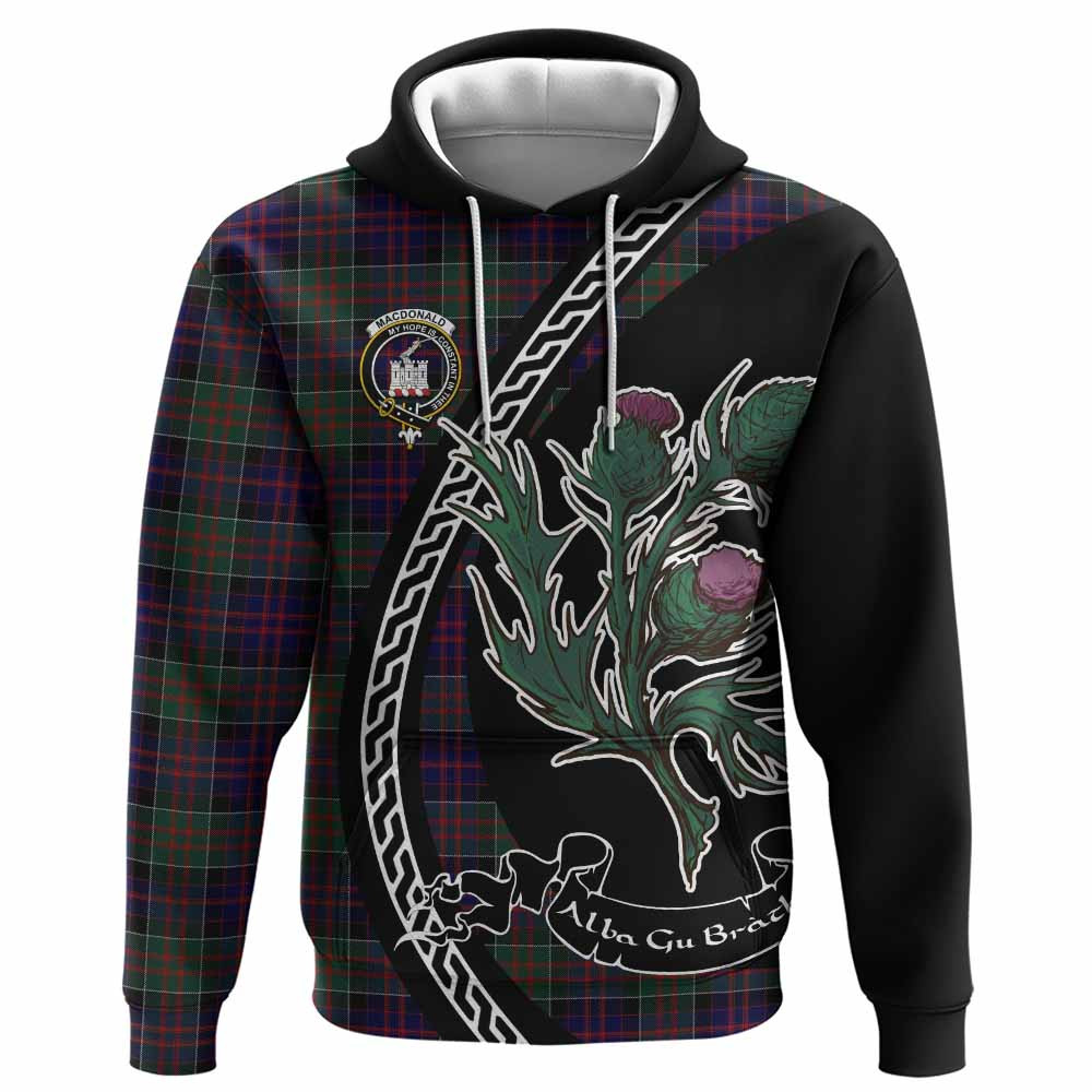 ScotsTee Shop Scottish MacDonald (McDonald) of Clanranald Family Crest Tartan Hoodie Alba Thistle Inspired
