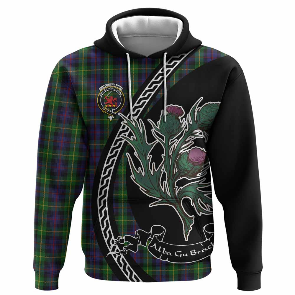 ScotsTee Shop Scottish Farquharson Family Crest Tartan Hoodie Alba Thistle Inspired