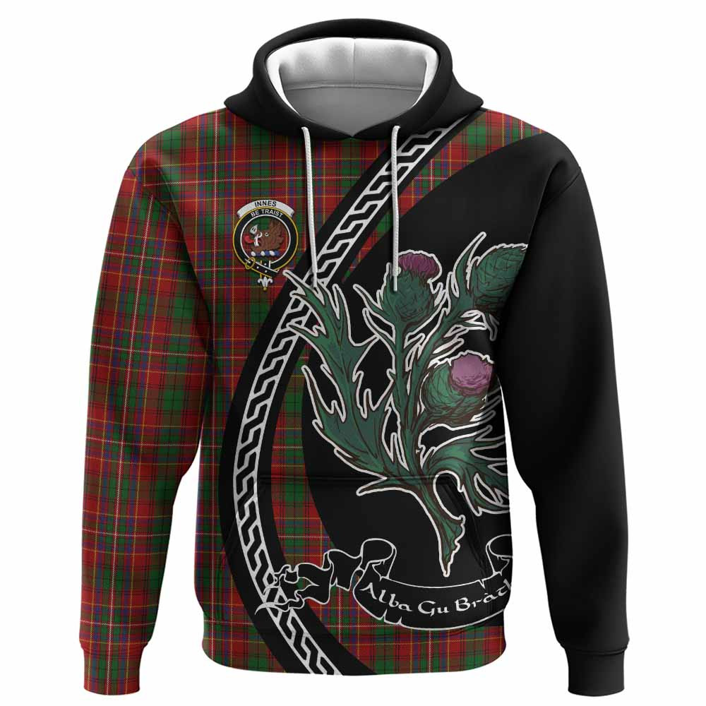 ScotsTee Shop Scottish Innes Family Crest Tartan Hoodie Alba Thistle Inspired