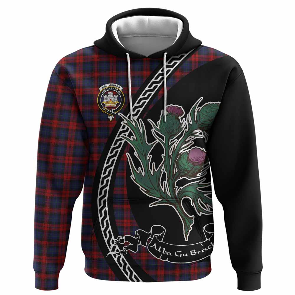 ScotsTee Shop Scottish MacLachlan (McLachlan) Family Crest Tartan Hoodie Alba Thistle Inspired