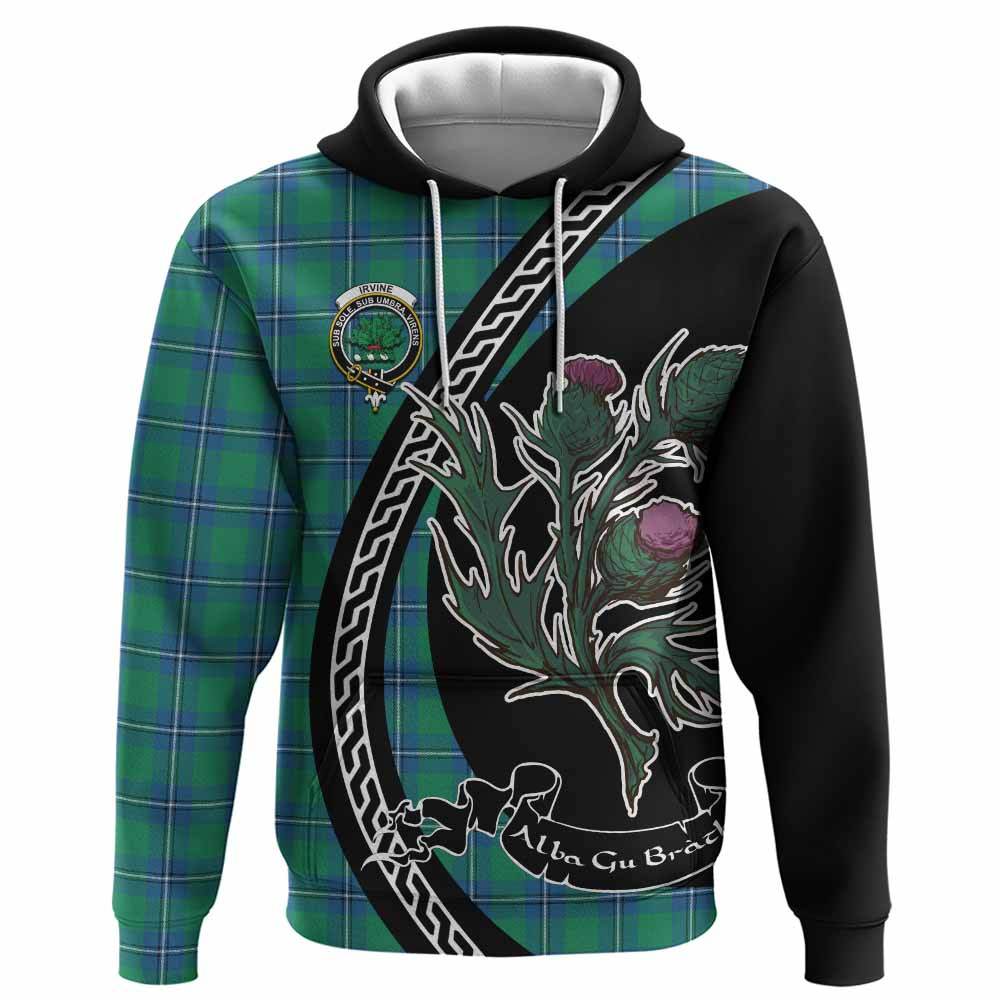 ScotsTee Shop Scottish Irvine Family Crest Tartan Hoodie Alba Thistle Inspired
