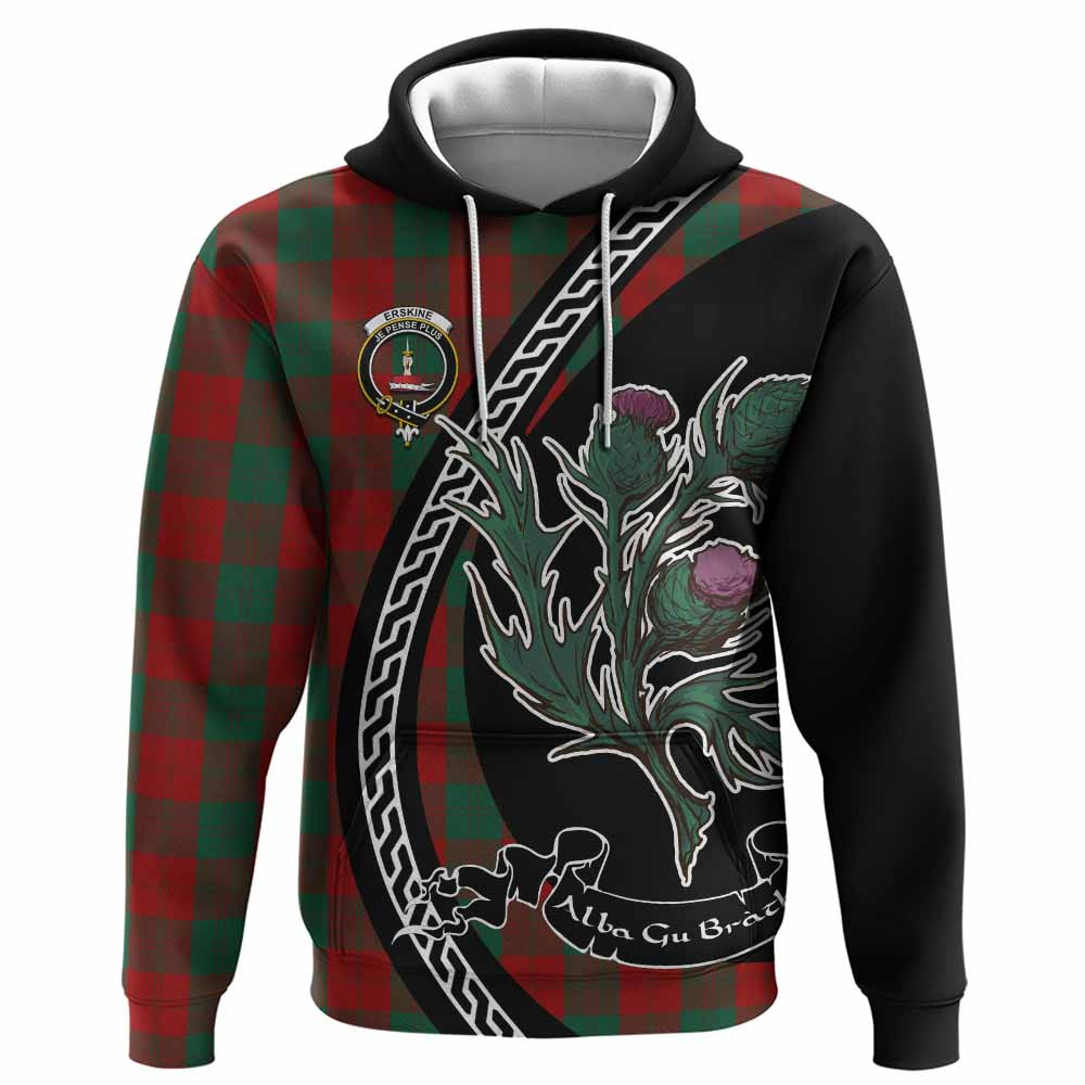 ScotsTee Shop Scottish Erskine Family Crest Tartan Hoodie Alba Thistle Inspired