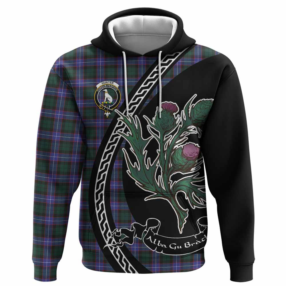 ScotsTee Shop Scottish Hunter (Hunterston) Family Crest Tartan Hoodie Alba Thistle Inspired