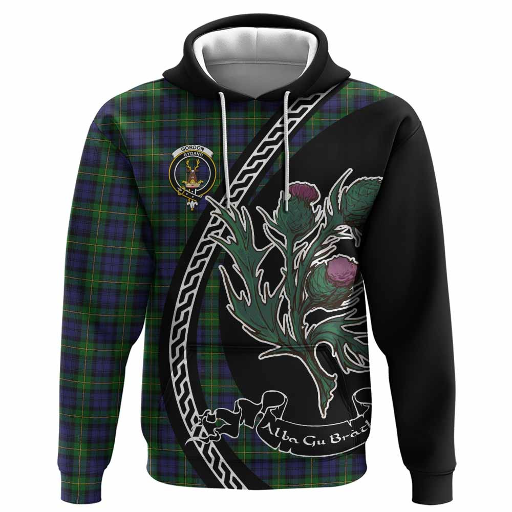 ScotsTee Shop Scottish Gordon Family Crest Tartan Hoodie Alba Thistle Inspired
