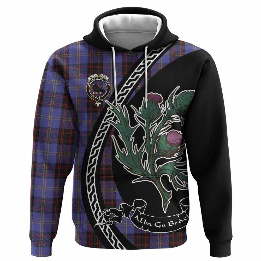 ScotsTee Shop Scottish Rutherford Family Crest Tartan Hoodie Alba Thistle Inspired