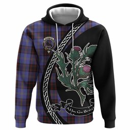 ScotsTee Shop Scottish Rutherford Family Crest Tartan Hoodie Alba Thistle Inspired