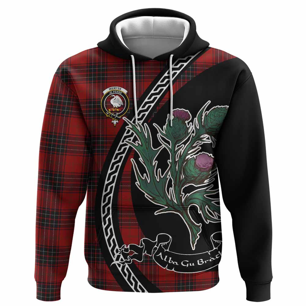 ScotsTee Shop Scottish Wemyss Family Crest Tartan Hoodie Alba Thistle Inspired