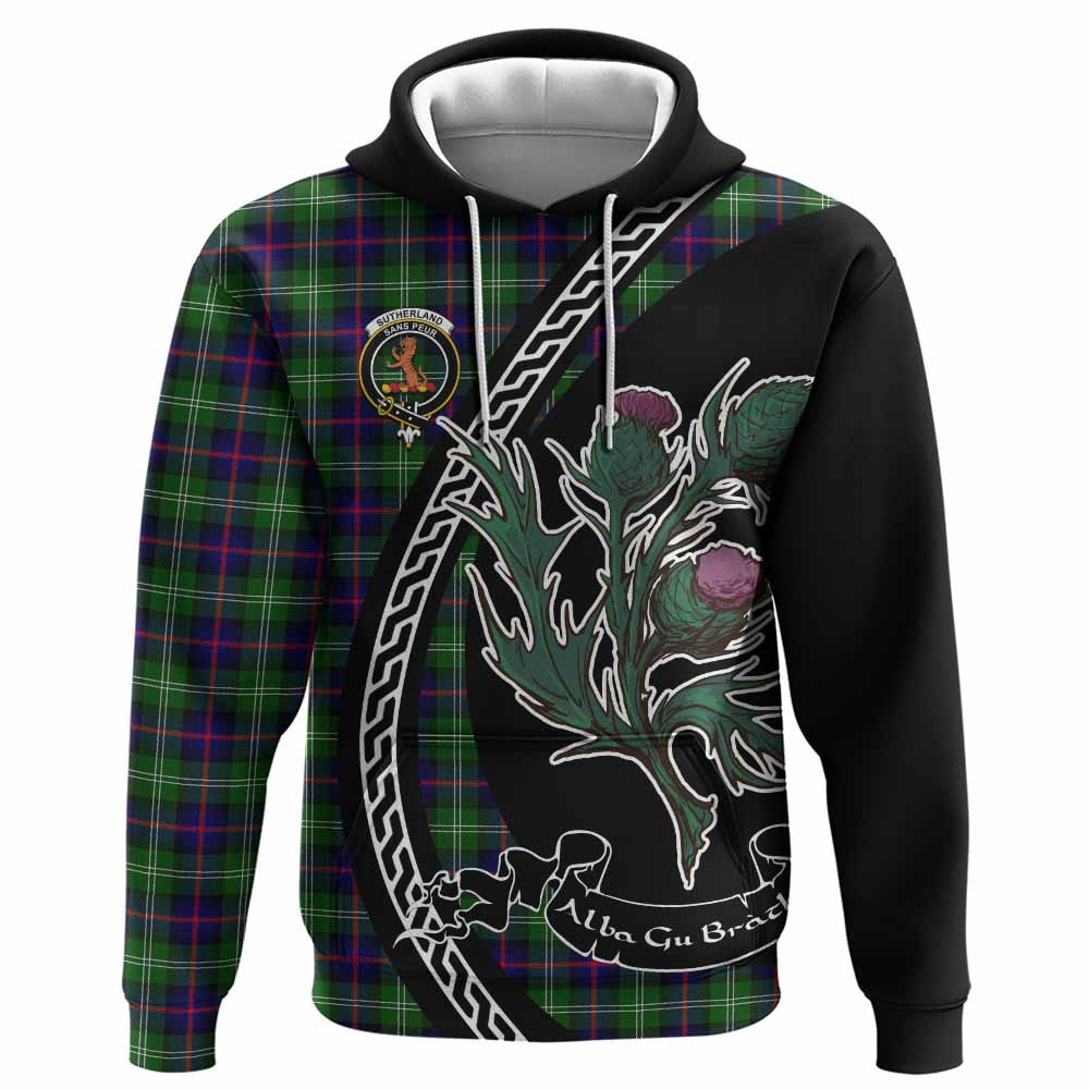 ScotsTee Shop Scottish Sutherland Family Crest Tartan Hoodie Alba Thistle Inspired