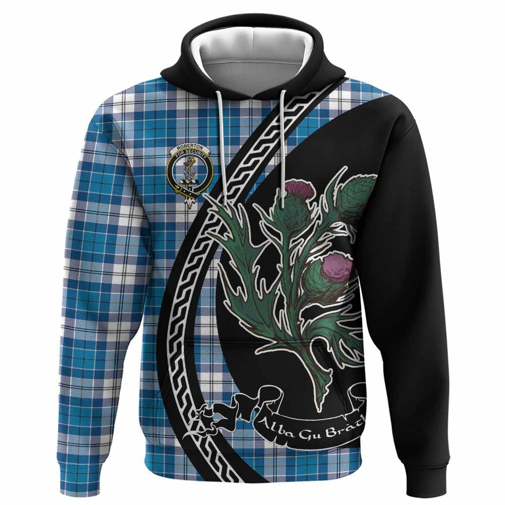 ScotsTee Shop Scottish Roberton Family Crest Tartan Hoodie Alba Thistle Inspired