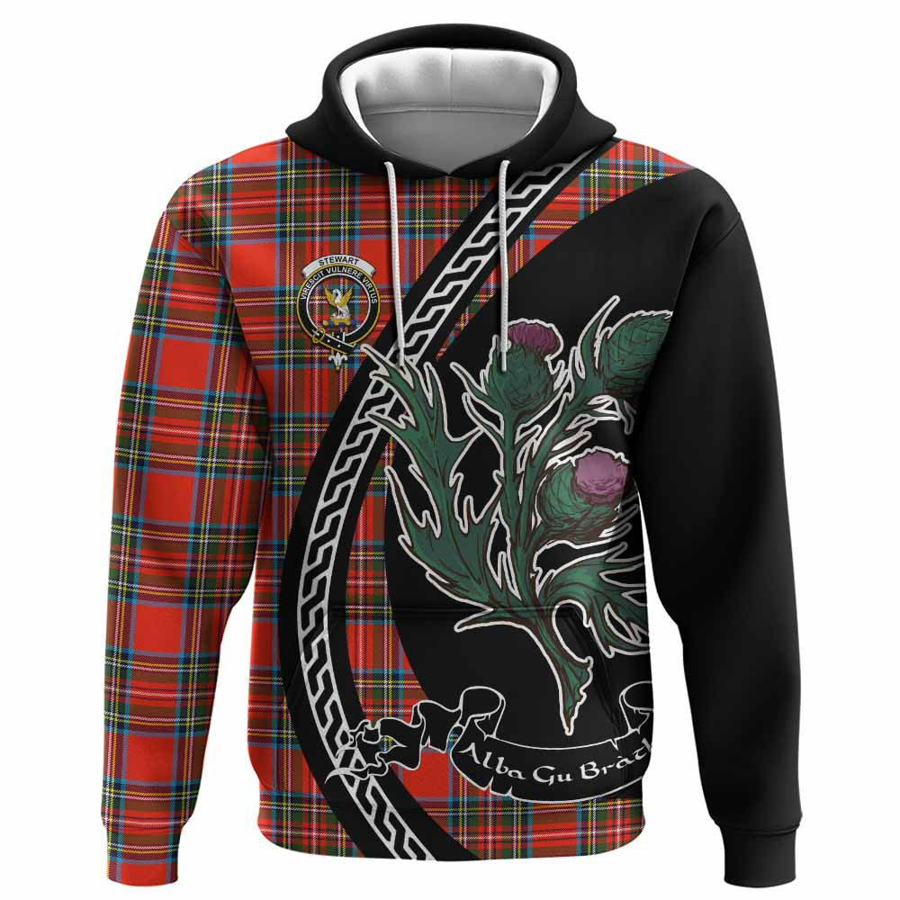 ScotsTee Shop Scottish Stewart (Stuart) Family Crest Tartan Hoodie Alba Thistle Inspired