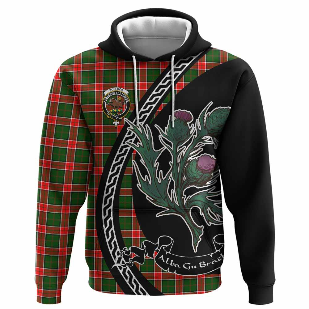 ScotsTee Shop Scottish Pollock Family Crest Tartan Hoodie Alba Thistle Inspired