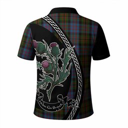ScotsTee Shop Scottish Bowie Family Crest Tartan Long Sleeve Polo Shirt Alba Thistle Inspired