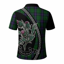 ScotsTee Shop Scottish Armstrong Family Crest Tartan Long Sleeve Polo Shirt Alba Thistle Inspired