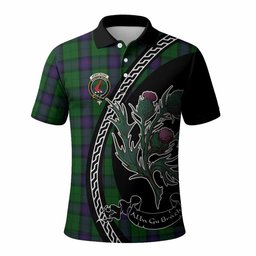 ScotsTee Shop Scottish Armstrong Family Crest Tartan Long Sleeve Polo Shirt Alba Thistle Inspired
