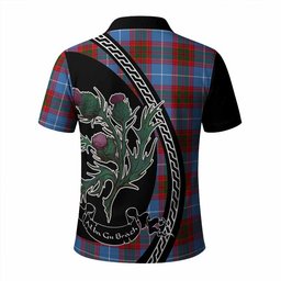 ScotsTee Shop Scottish Crichton (Crighton) Family Crest Tartan Long Sleeve Polo Shirt Alba Thistle Inspired