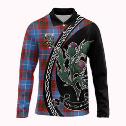 ScotsTee Shop Scottish Crichton (Crighton) Family Crest Tartan Long Sleeve Polo Shirt Alba Thistle Inspired