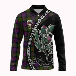 ScotsTee Shop Scottish Coull Family Crest Tartan Long Sleeve Polo Shirt Alba Thistle Inspired