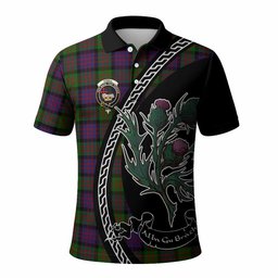 ScotsTee Shop Scottish Coull Family Crest Tartan Long Sleeve Polo Shirt Alba Thistle Inspired