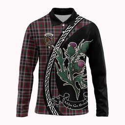 ScotsTee Shop Scottish Borthwick Family Crest Tartan Long Sleeve Polo Shirt Alba Thistle Inspired