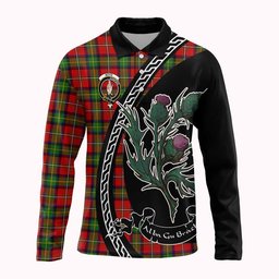 ScotsTee Shop Scottish Boyd Family Crest Tartan Long Sleeve Polo Shirt Alba Thistle Inspired